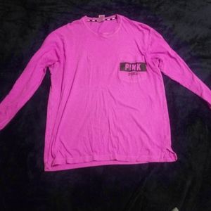 Euc victorias secret pink large l/s campus tee
